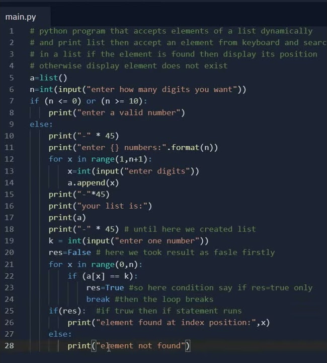 Find Index position of element of a dynamically accepted list #shorts # ... image.