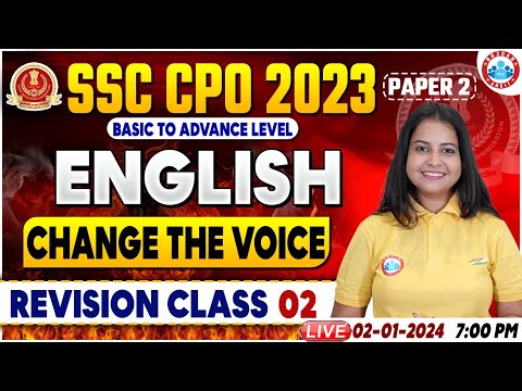 SSC CPO 2023, SSC CPO English Revision Class, Change The Voice English Class by Kiran Mam