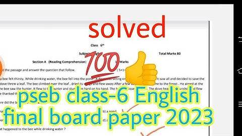 pseb class-6 English final board paper solved 2023