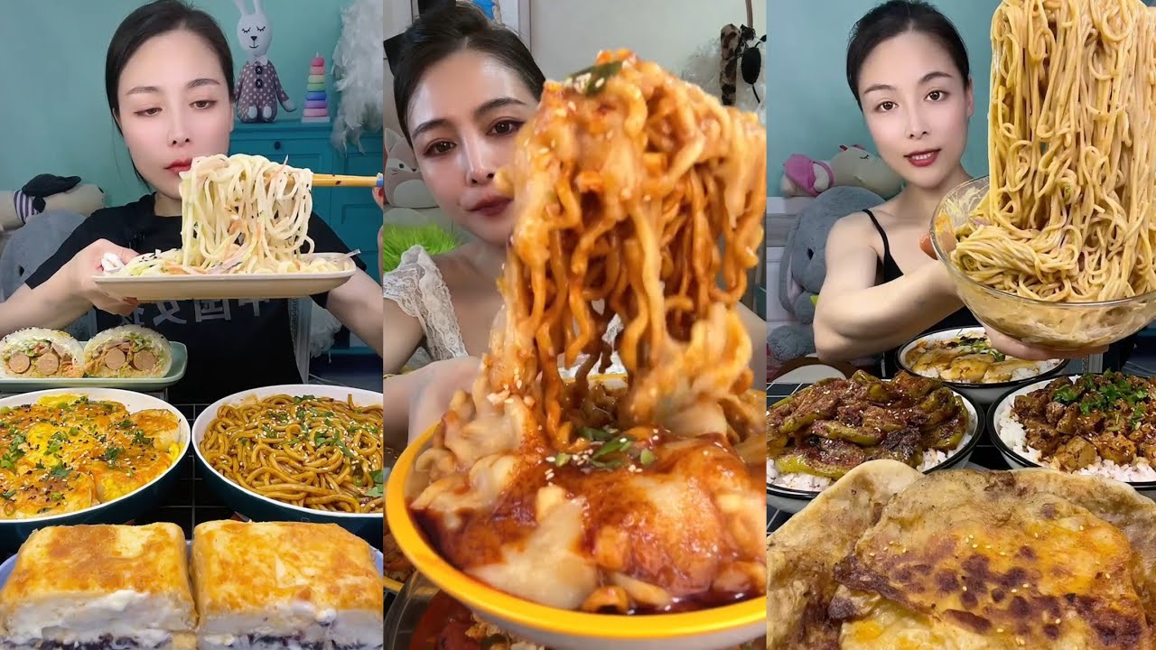 Mukbang : Eating Spicy Noodles 🍜🍜 fire Noodles 🍜 with Hotdogs 😋