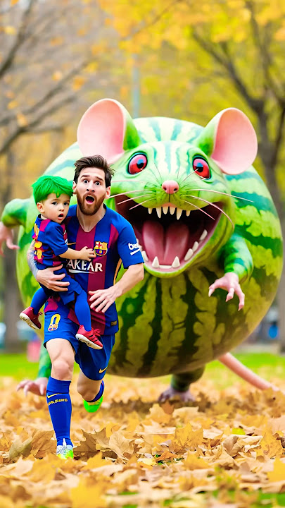 Ronaldo creates giant watermelon rat to fight Messi #ronaldo #football #messi #mouse #trending
