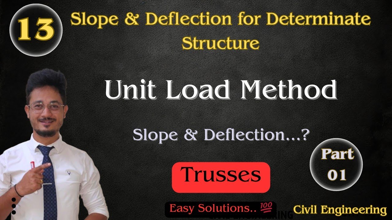 13* Unit load method for trusses | Slope & deflection | Structural Analysis | Civil engineering