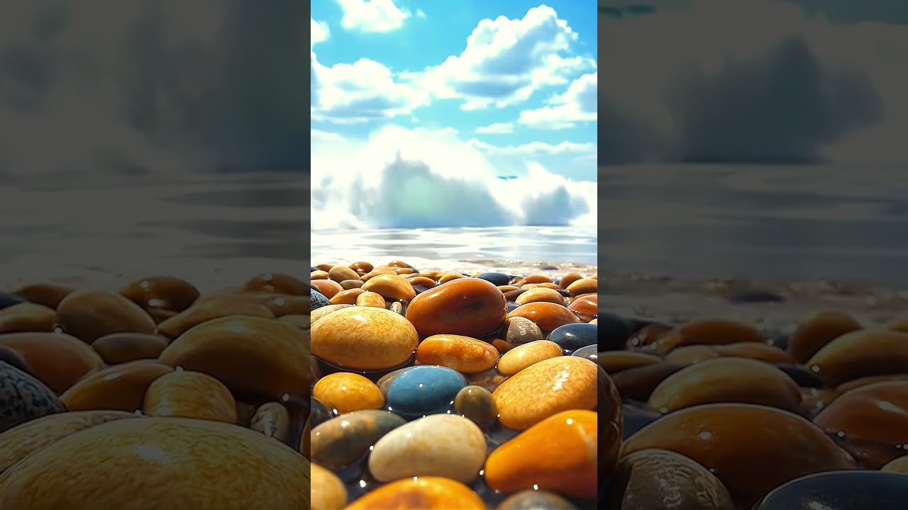 Amazing Ocean Wave Meets Rainbow Pebbles!