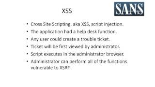 SANS Pen Test Webcast: Complete Application pwnage via Multi POST XSRF screenshot 1