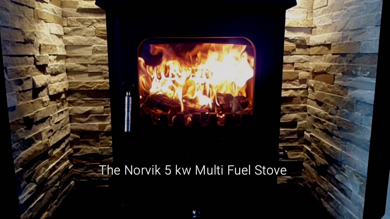 The Norvick 5 Cast Iron defra approved multi fuel stove.