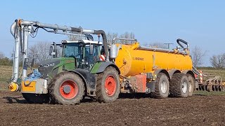Gülle ausbringen.Fendt 942-Veenhuis 30m3 Güllefass