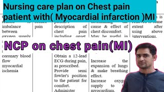 Nursing care plan on Myocardial infarctio//Nursing care plan on Chest pain/MI//ncp on mi