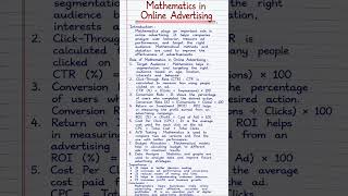 Mathematics in Online Advertising | Maths Project | Easy Homework