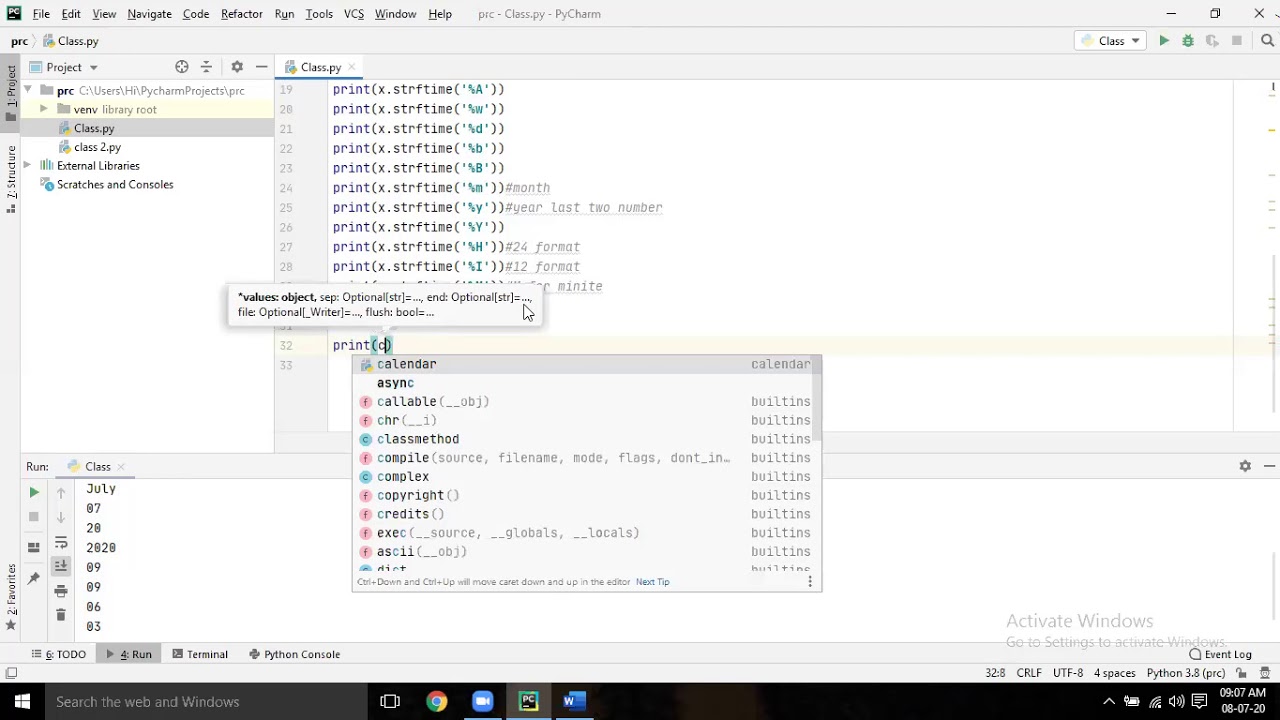 17 Python Built in functions Date and Time and import module - YouTube