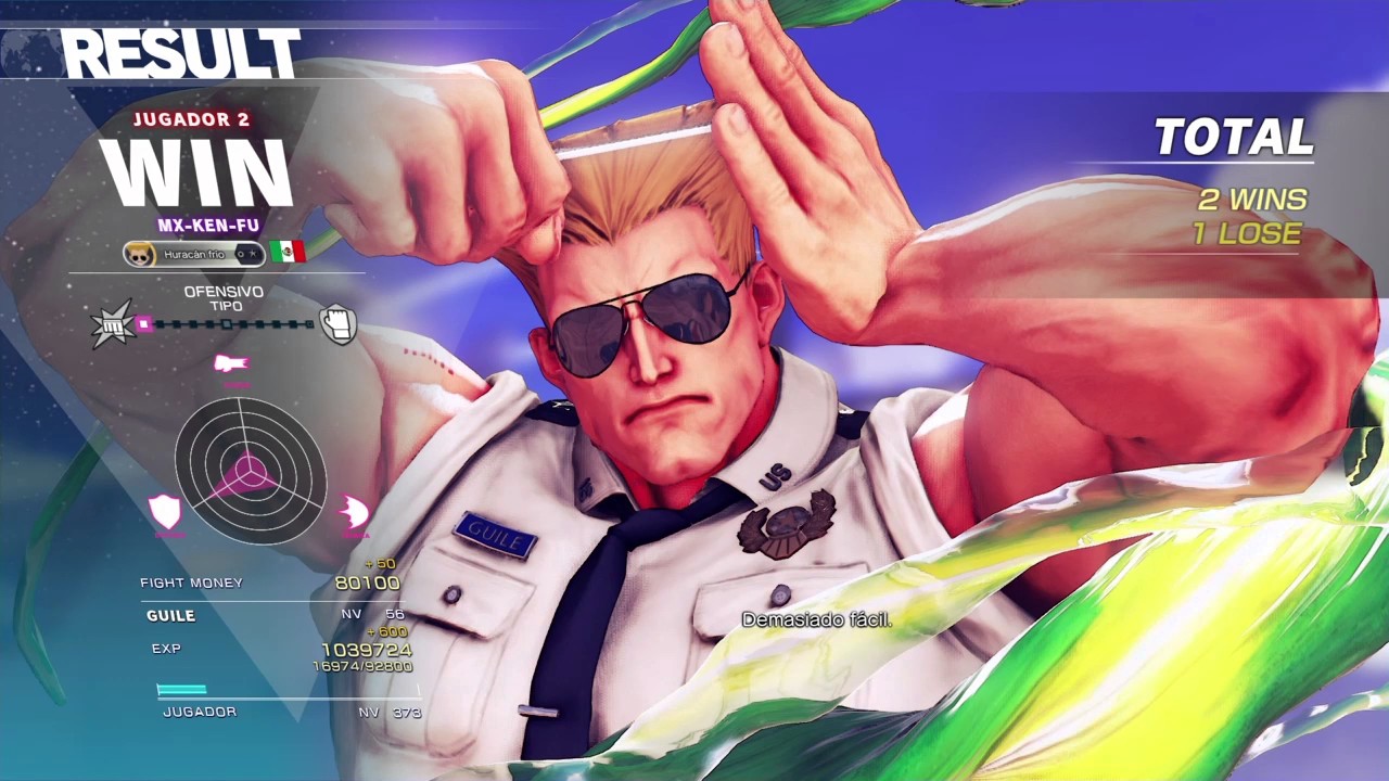 SFV MX-KEN-FU (Guile) vs Guile, Bison 56 dos mirror match excelentes y