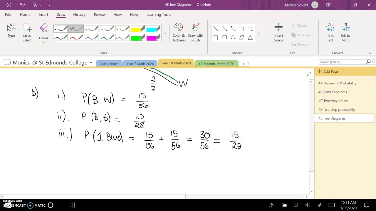 Using Tree Diagrams to calculate Probability without Replacement. - YouTube