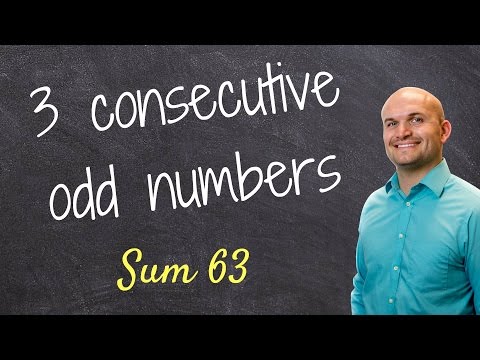 How to find three consecutive odd numbers with a sum of 63 - Math Help - Online Tutor