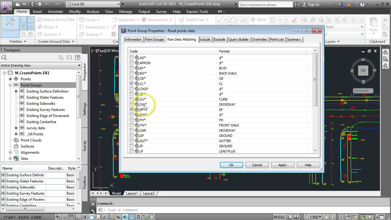 Import text file and create a point group in Civil3D - YouTube