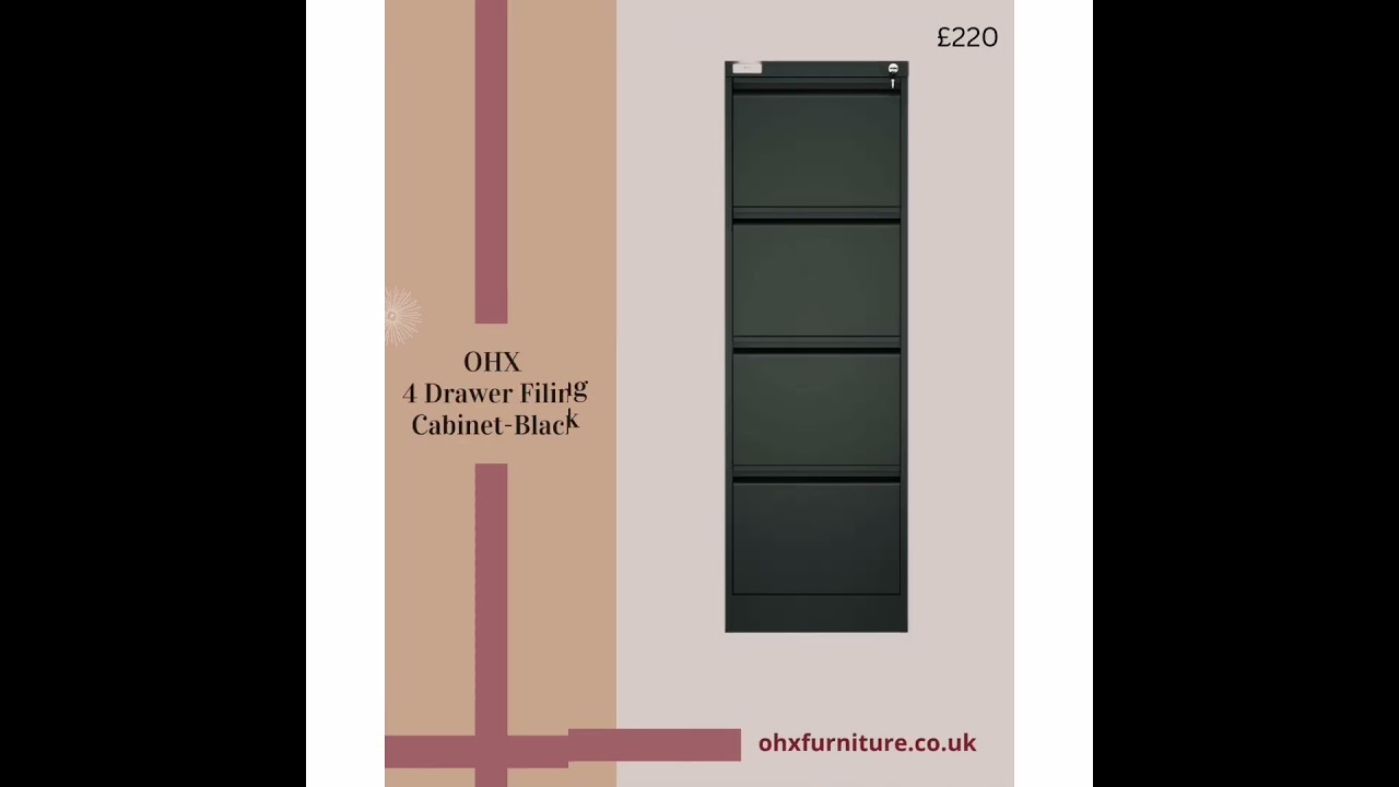OHX 4 Drawer Filing Cabinet - Black 