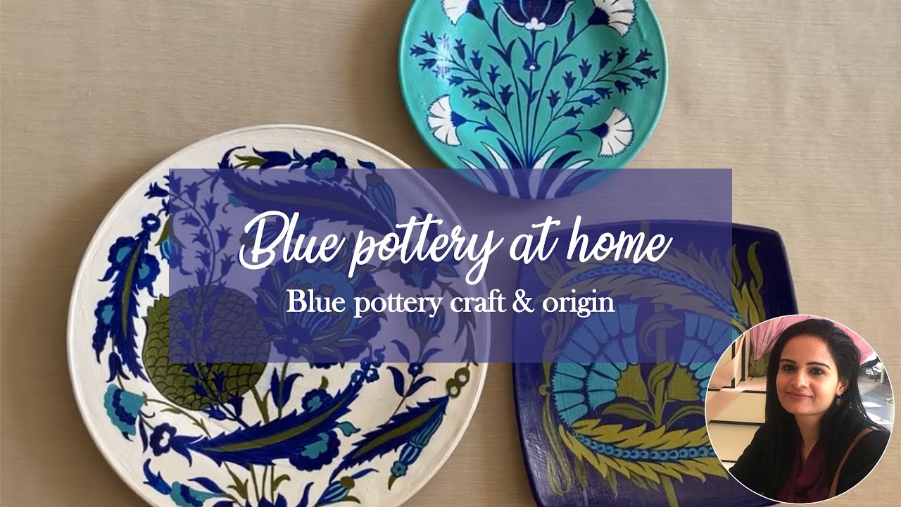 Blue pottery DIY | Recycled plates craft idea | Creative craft decor | Iznik pottery craft at home