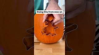 Instead of carving by hand, I use Halloween cookie cutters to #pumpkincarving #halloweendecor