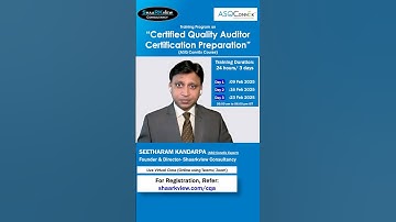 Quality Auditor Certification Preparation (ASQConnEx Course) Class- Feb 2025-Shaarkview Consultancy