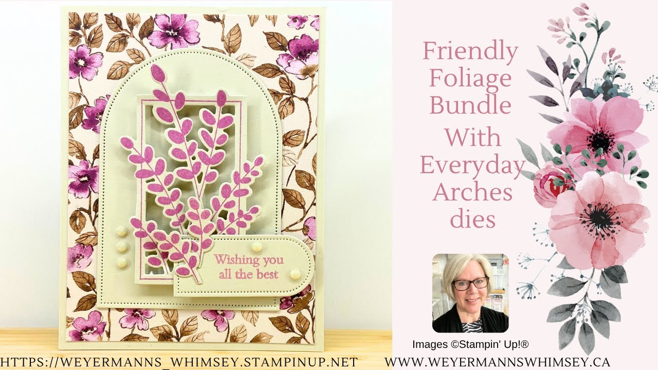 Идея открытки с набором дружелюбных листьев 2 с повседневными арками Stampin' Up!
