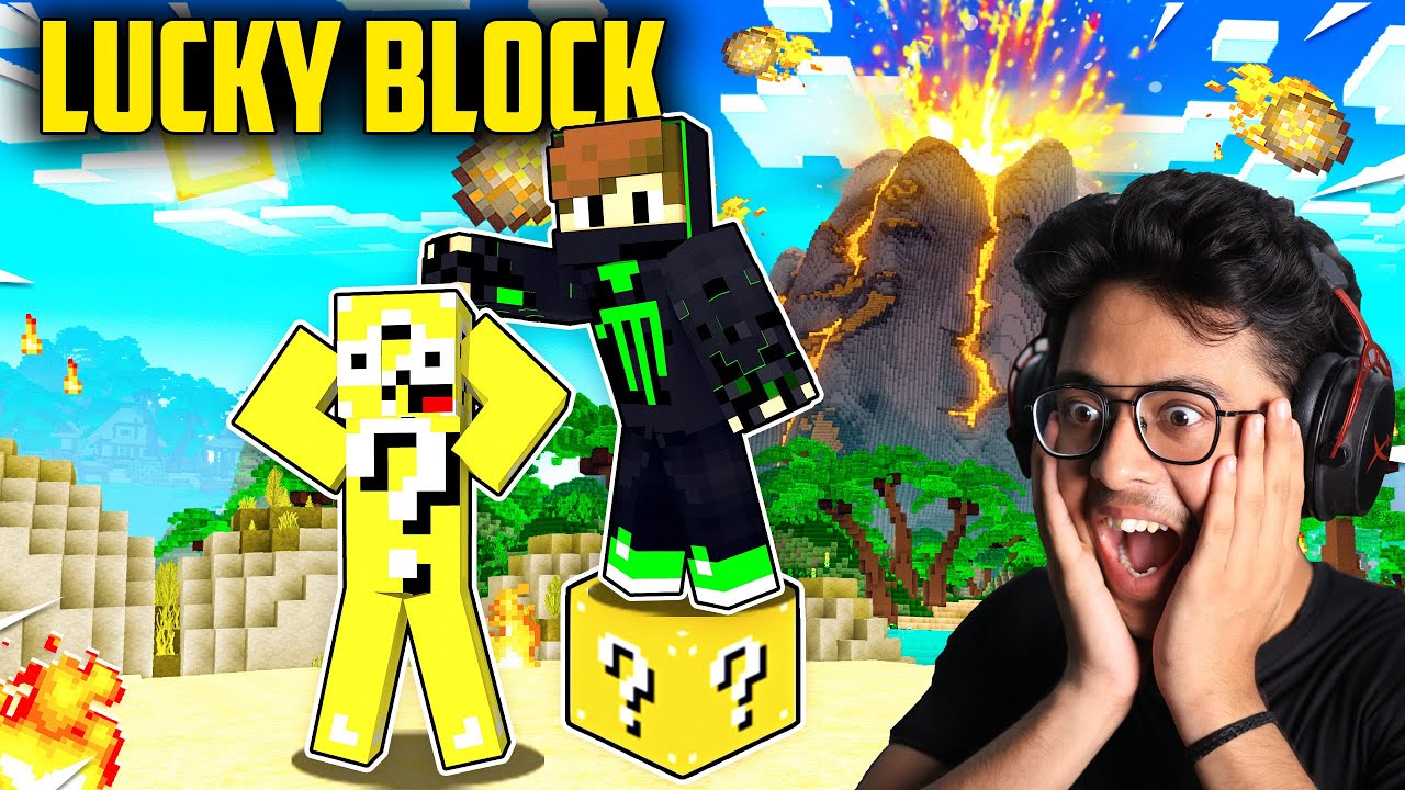 MINECRAFT BUT, EVERYTHING I TOUCH TURNS INTO LUCKY BLOCK