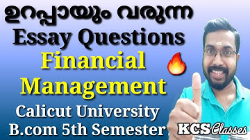 Essay Questions that will definitely come up|Financial Management|Calicut University Bcom 5th Sem...