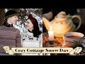 Cozy cottage snow day  tea spiced pear cake recipe  silent slow living winter vlog