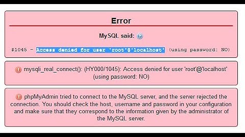 how to remove phpmyadmin access denied error #1045 in xampp server✅ | 100% solution of error
