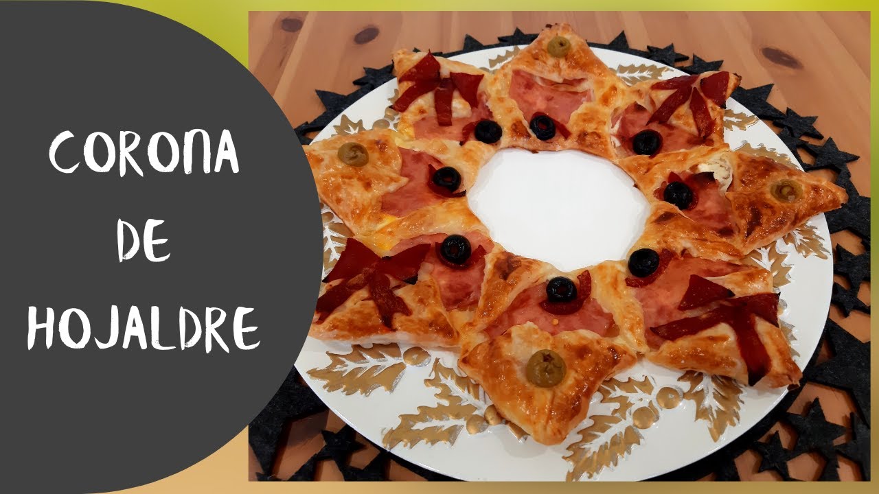 15 CORONA DE JAMÓN Y QUESO🧀 DE HOJALDRE, Recetas navideñas 15#VlogMás Recetas🎄