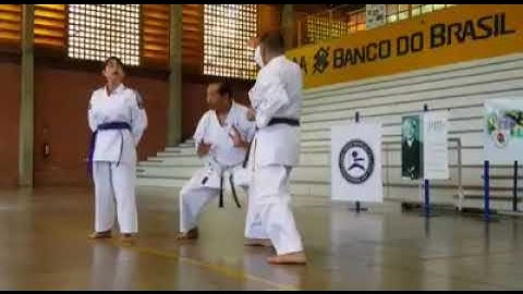 Kumite demo #5: Against Jodan oizuki, 1.5 tempo technique: Jodan age uke and Jodan uraken uchi