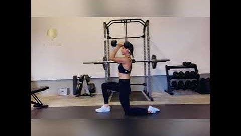 Dumbbell Half Kneeling Hammer Curl to Shoulder Press - Strength