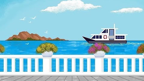How to draw a lake front landscape in MS Paint / Full tutorial / Special effect with polygon tool