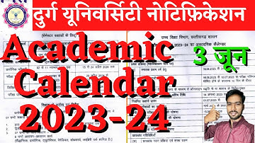 Academic calendar 2023-24 | DURG UNIVERSITY ADMISSION FORM 2023-24 | DURG UNIVERSITY RESULT 2023