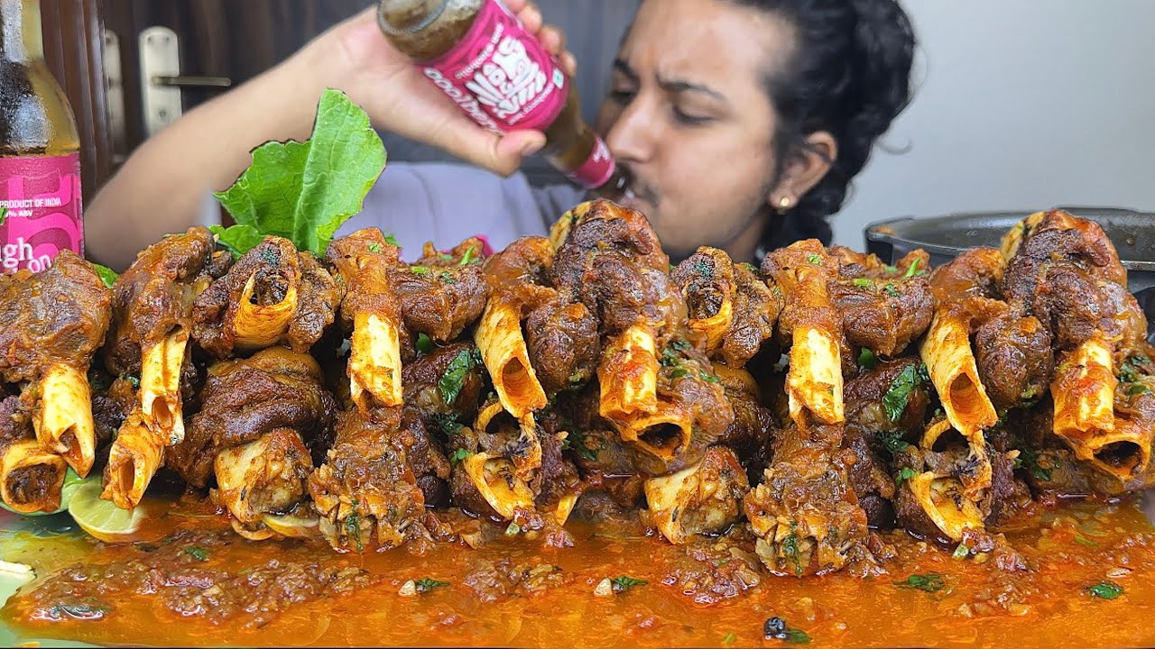 VLOG,RECIPE,MUKBANG,MEAT CUTTING : SUPER YUMMY 2KG MUTTON NALLI MEAT 🍖 WITH COOLBERG BEER 🍺