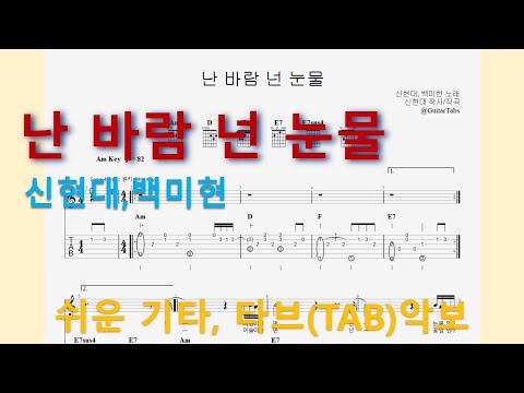 난 바람 넌 눈물 (Am Key / Easy TAB / Lyrics) - 신현대,백미현