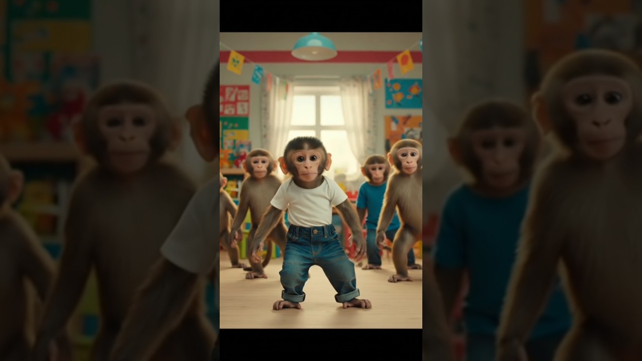 cute monkey & friends dance practice 