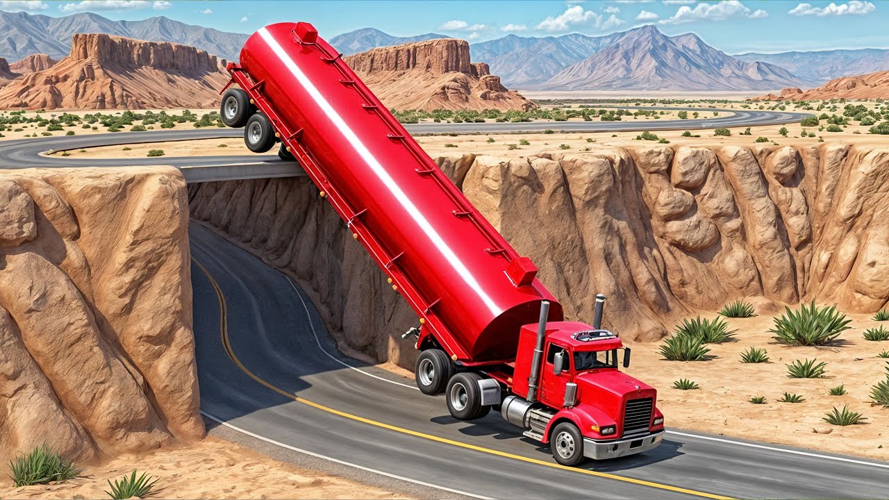 Cars vs UNFINISHED Road Bridge Challenge #1 in BeamNG Drive!