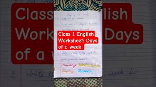 Class 1 English Worksheet: Days of the week | Summer break practice worksheets for kids |