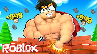 HER ŞEYİ KIRDIM VE KASLI BABİ OLDUM 👊 Roblox Strongman Smash Simulator