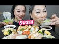 SUSHI *Aburi Sashimi, Lobster Roll & Sunomono Salad SISTER Mukbang | N.E Let's Eat