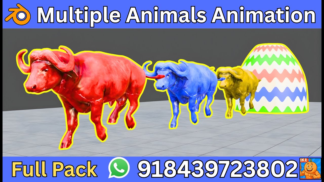Multiple Animal Animation | how to make long slide game video in blender