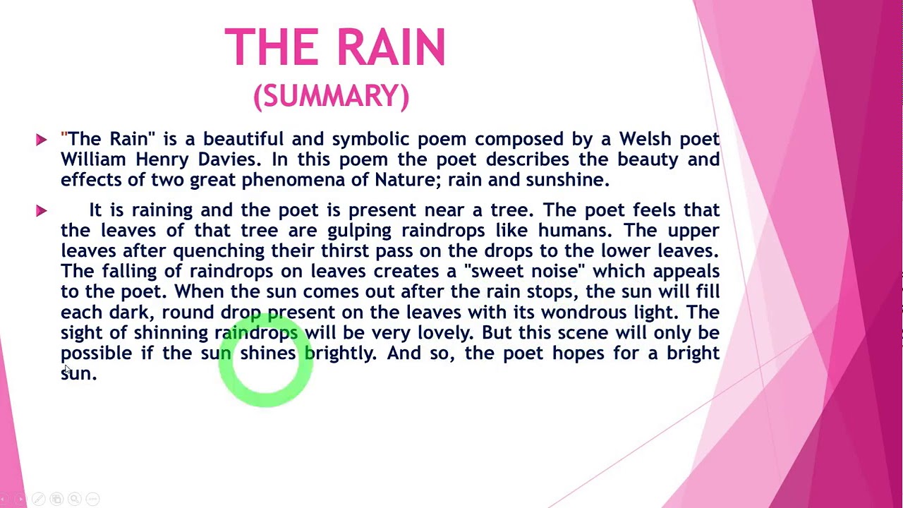how to write summary of poem in english