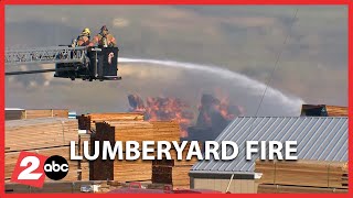 Truck Fire Starts Lumberyard Blaze In Dallesport, Washington