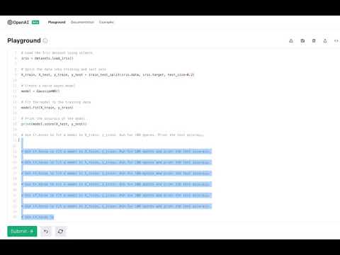 Using OpenAI codex to automatically fit models to toy datasets