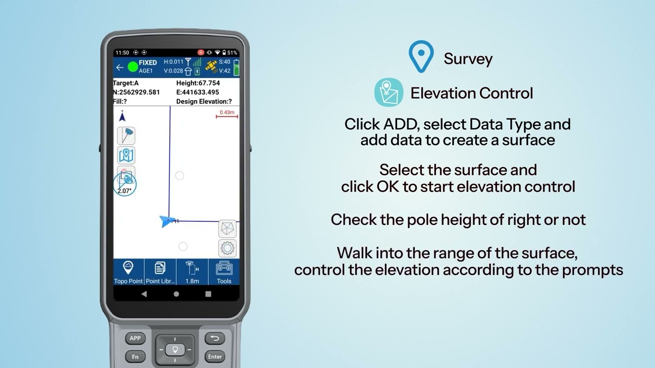 26 How to use the elevation control function on tsurvey 2.0