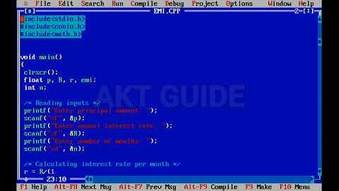 Write a program to calculate monthly EMI//EMI//akt guide