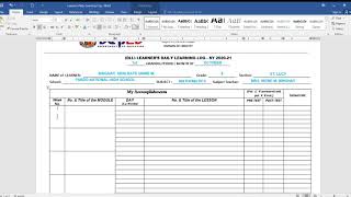 HOW TO FILL OUT THE STUDENT'S DAILY LEARNING LOG