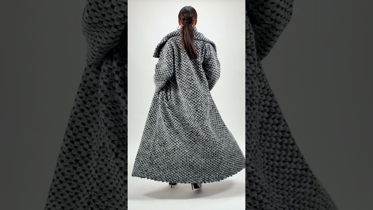 Winter Coat, Plus Size Clothing, Wool Coat, Knitted Coat, Grey Coat, Long Coat, Grey Coat VE0508WK