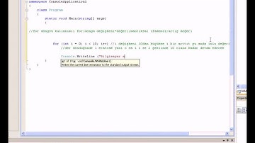 c# da for döngüsü