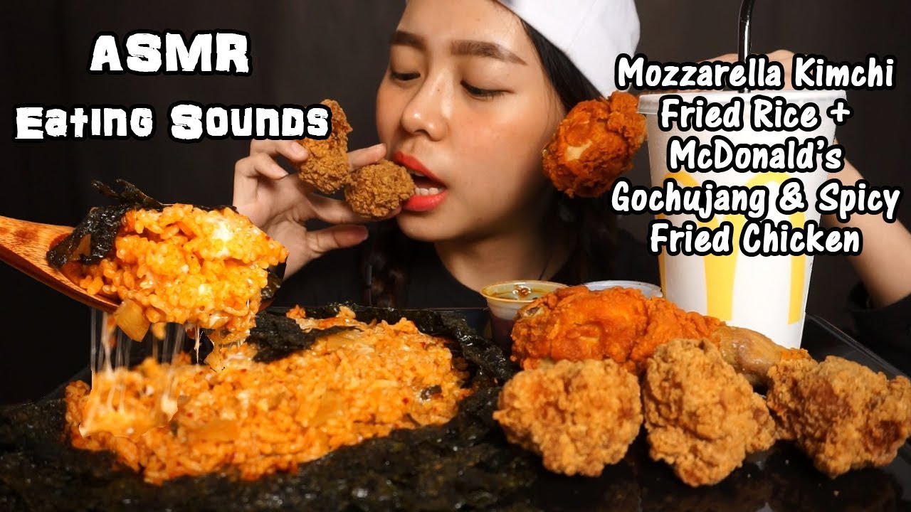 ASMR Kimchi Fried Rice + McDonald's Gochujang Fried Chicken | Crunchy Eating Sounds | No Talking