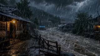 Extreme Rain & Flash Flood in a Mountain Village 🌧️🌊 | Powerful Storm Ambience #heavyrain 