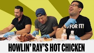 Mario Lopez , Stearns and A-GON take the Hot Chicken Challenge